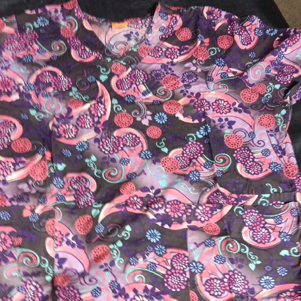 Barco Uniforms Floral Scrub Top in Purple and Pink